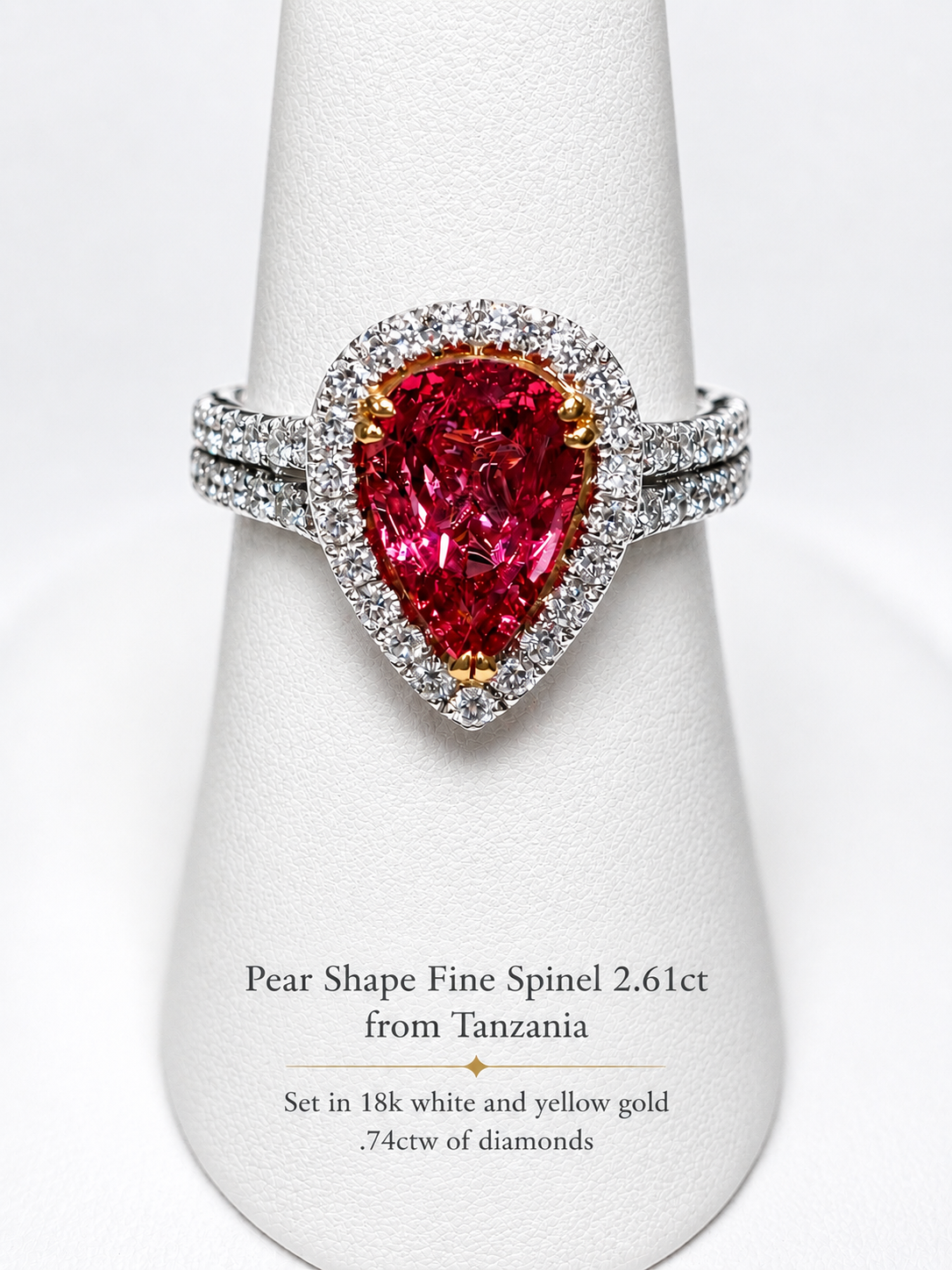 2.61 Carat Fine Tanzanian Spinel & Diamond Halo Ring in 18K Gold